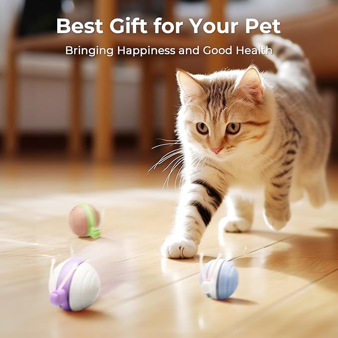 Cheerble Smart Interactive Cat Toy for Indoor Cats Kitten, [2024 Upgraded] Wicked Snail, Kitten Toys, Automatic Cat Toy with LED Lights, DC Rechargeable Moving Cat Toy, Smart Sensing Electric Cat Toy