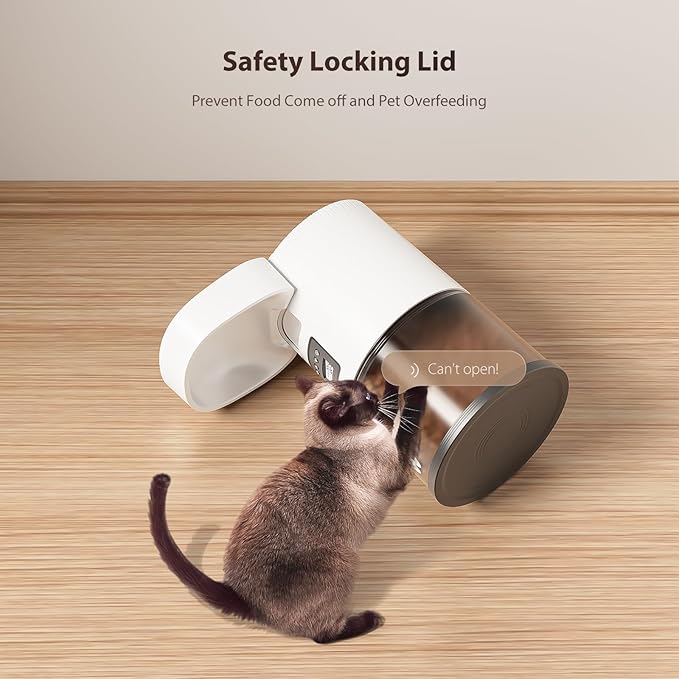 Automatic Cat Feeders, 3L Timed Cat Dry Food Dispenser, Dual Power Supply, Programmable Portion Size, 1-6 Meals Per Day, Auto Pet Feeder for Cats and Small Dogs