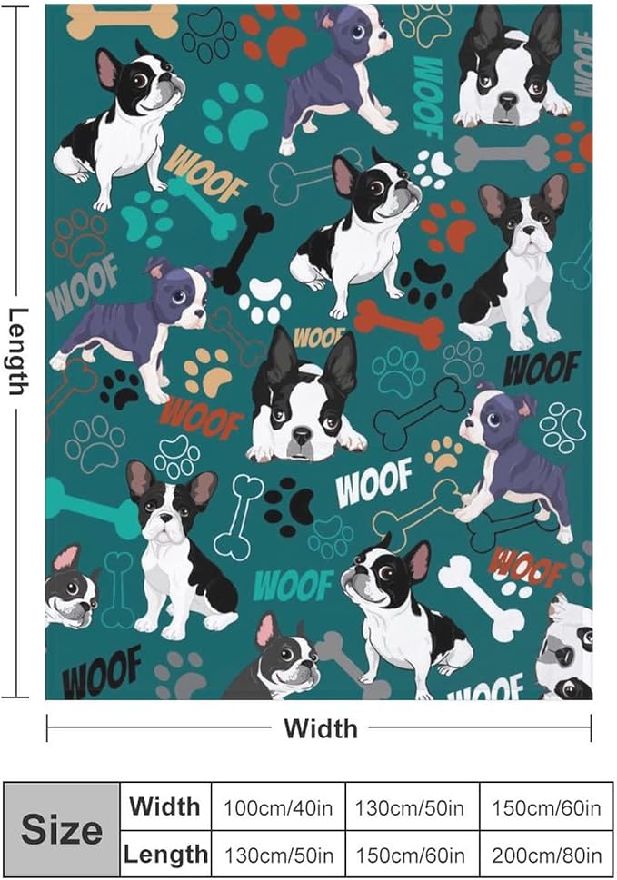 Boston Terrier Blanket Soft Cozy Boston Terrier Throw Blankets for Kids Girls Women Adults Dog Lover Gifts 60"X50"