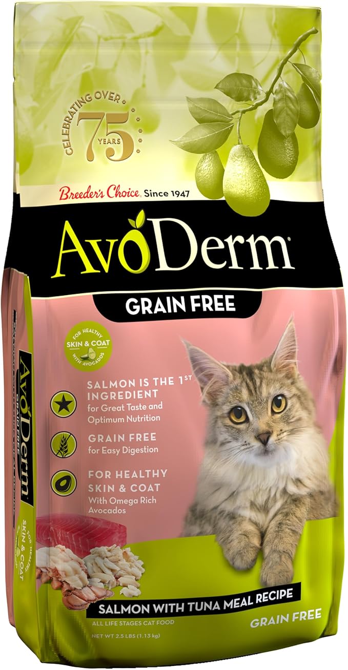 AvoDerm Natural Grain-Free Salmon & Tuna Dry Formula, 2.5 Pound Bag