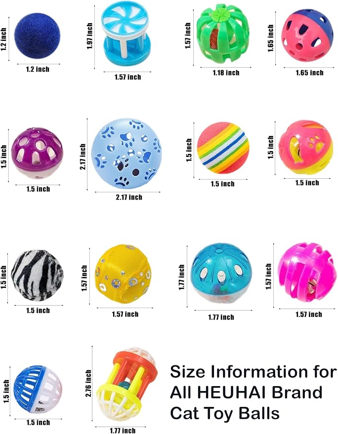 Cat Toys for Indoor Kittens Plastic Balls with Bells 10 Assorted Colors Ideal for Playtime Hunting Instinct Stimulation and Daily Exercise