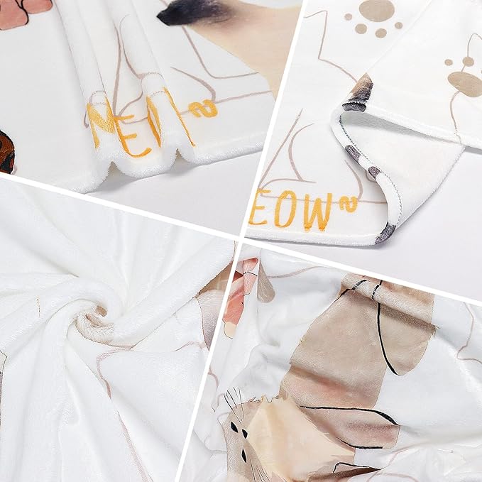 Tupmnbry Cat Blanket Animals Pet Print Throw Blanket Cat Gifts for Cat Lovers Soft Flannel Throw Blanket Lightweight Fluffy Plush Fuzzy Bed Blanket for Couch 60"X80"