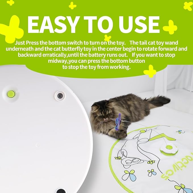 ALL FOR PAWS Interactive Cat Toy,3 in 1 Hide and Seek Cat Wand Toy, Fluttering Butterfly Cat Toy, Cat Toys Interactive for Indoor Cats, Kitten Supplies