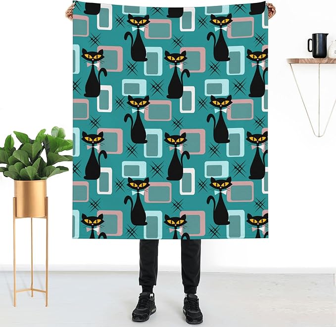 Medieval Cat Soft Throw Blanket Flannel Fleece Blankets Warm Cozy Lightweight Fuzzy Blanket for Bed Sofa Couch Home Decor 60"X50"