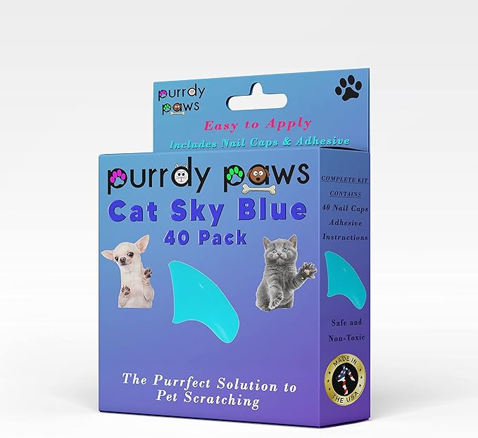 40 Pack Soft Nail Caps for Cat Claws Sky Blue Kitten