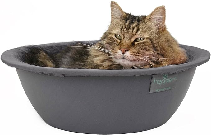 Hepper Cat Nest - Washable Cat Bed with Removable Fluffy Fleece Liner - Cozy Comfy Calming Bed Round Shape - Cat Warming Bed - Donut Bed Desk Ready - Small Bed for Indoor Cats (Grey/Grey)