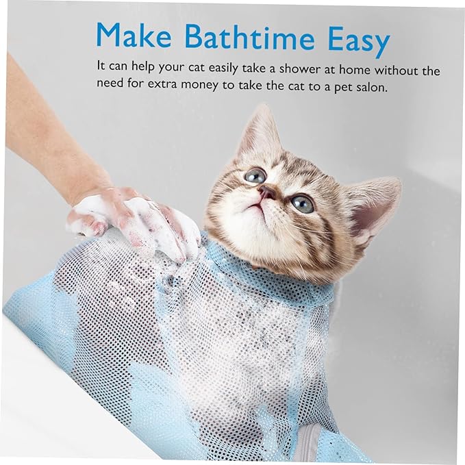 Adjustable Cat Bathing Multifunctional Breathable Cat Washing with Muzzle for Safe Shower and Nail Trimming for Cat Grooming and Care