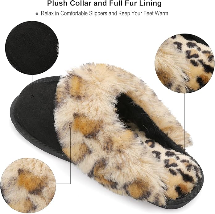 Besroad Winter Fuzzy House Slippers Sandals Plush Faux Fur Fluffy Flats Slippers Warm Slide Shoes for Women