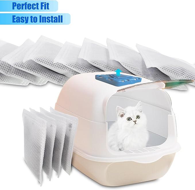 4 Pack Replacement Charcoal Filters Refill Pads for Catit Magic Blue Cat Litter Box Air Purifier