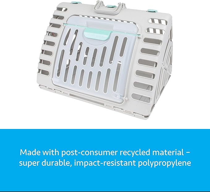 SportPet Designs Foldable Travel Cat Carrier - Front Door Plastic Collapsible Carrier Collection, Waterproof Bed