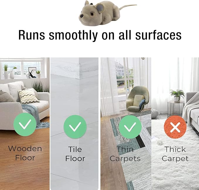 CSD Interactive Cat Mouse Toy - Mouse Hunting Cat Toy - Fake Rat Toy Mouse for Cats with Remote Control - Interactive Cat Pet Toy for Boredom, Physical & Mental Stimulation - Realistic Mouse Toy