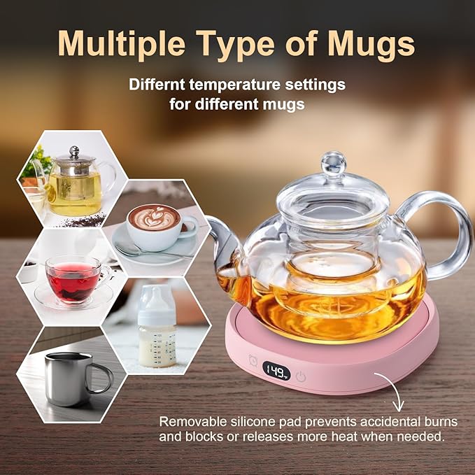 Bsigo Coffee Mug Warmer & Best CAT MOM Ever Mug Set, Milk Tea Beverage Cup Warmer for Desk, Candle Warmer Plate with 3 Temp Settings, 8H Auto Shut Off, Womens Mothers Day Birthday for Mom Mother