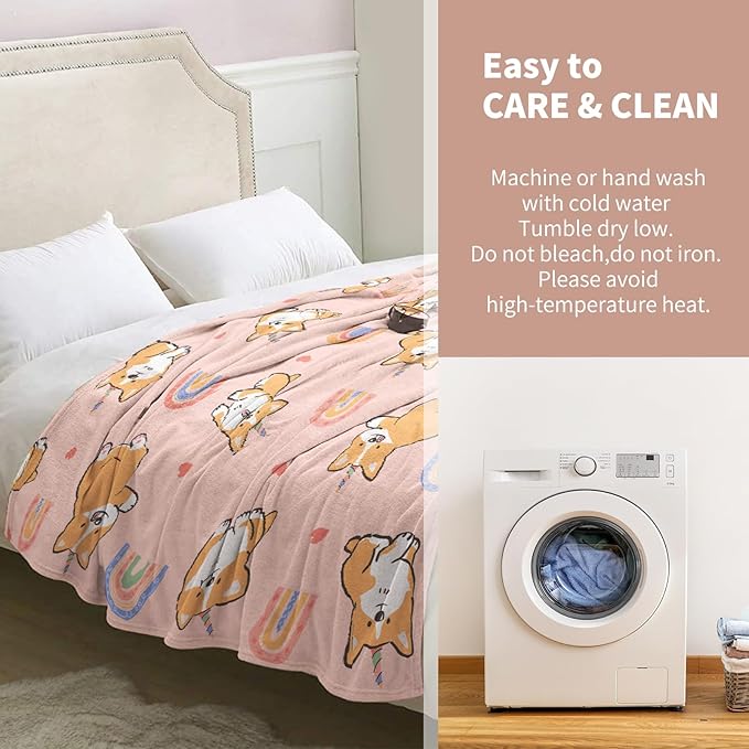 Corgi Blanket Gifts for Corgi Lovers Women Mom Girls Birthday Christmas Valentine Presents Cute Dog Theme Decor Bedroom Living Room Home Sofa Couch Soft Cozy Plush Kids Adults Flannel Throws 60"x50"