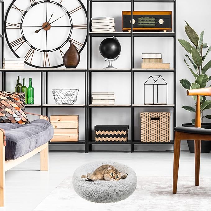 PAWCHIE Cat Bed for Indoor Cats Dogs Puppy - 20" Semi-Enclosed Cat House Soft Self-Warming Plush Bed for Pets