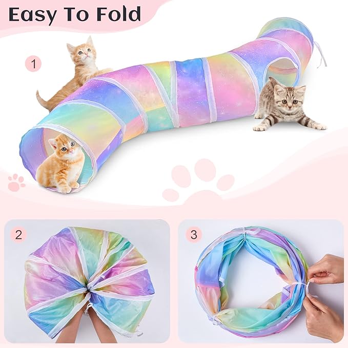Cat Tunnel, S-Shape Cat Tunnels for Indoor Cats Foldable Cat Toys Cute Cat Tube with Mouse Toy Pet Cat Stuff