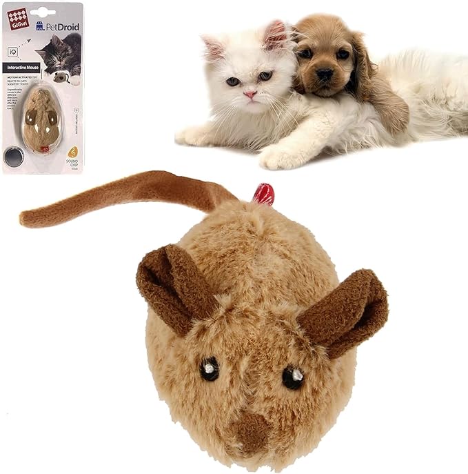 Vealind GiGwi Interactive Cat Toys Auto Moving Mice with Lifelike Squeaky Sound Mouse Toy (Coffee)