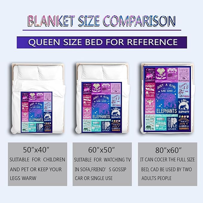Elephant Blanket Ultra Soft Flannel Throw Blanket Lightweight Cozy Plush Blanket for Elephant Gifts for Lovers 60"X50"