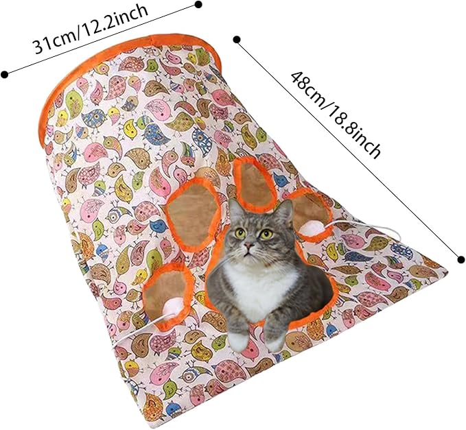 Cat Toys Tunnel Bag Toys Set, Fun Cat Tunnel Bag with 22pcs Rich Interactive Cat Toys, Cat Toy Gift Collection for Indoor Kittens or Cats, Interactive Cat Exercise Toys (Pink)