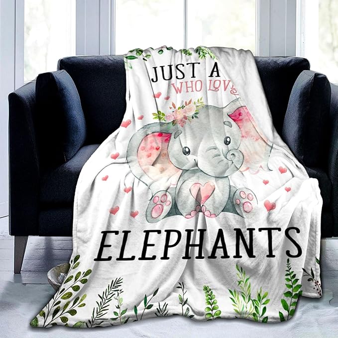 Soft Flannel Elephant Throw Blanket for Kids & Adults - 50"x40"