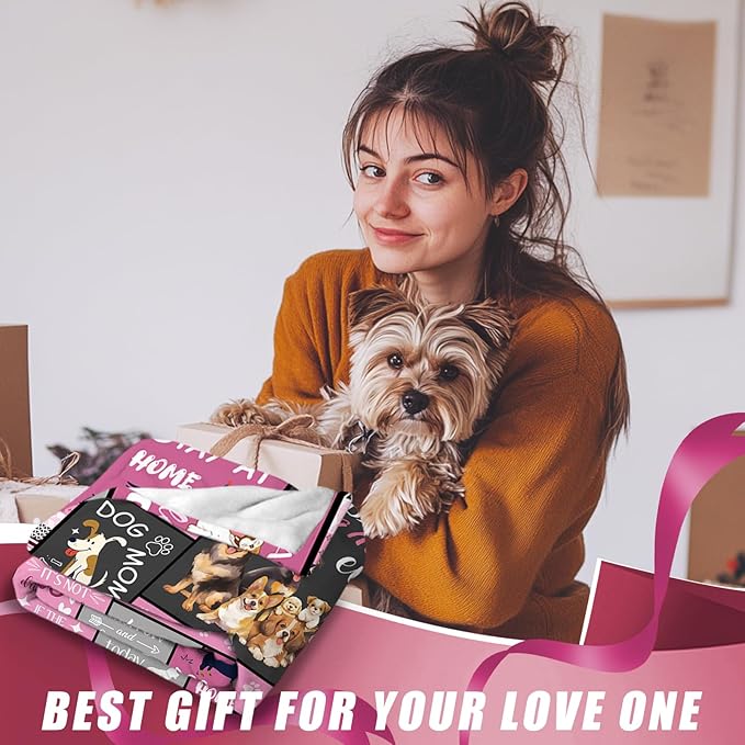 Dog Mom Gifts for Women Blanket, from Dogs, Birthday Present for Women, Dog Lover Gift, Mom Gifts from Daughters, 50"X60"