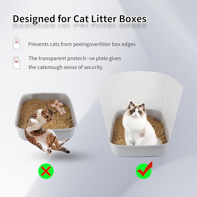 6 Pcs Cat Litter Box Pee Shields ，Litter Box Shield Easy to Clean，Suitable for Open Litter Boxes，Say Goodbye to Messes and Odors in Your Home，Litter Box Not Included