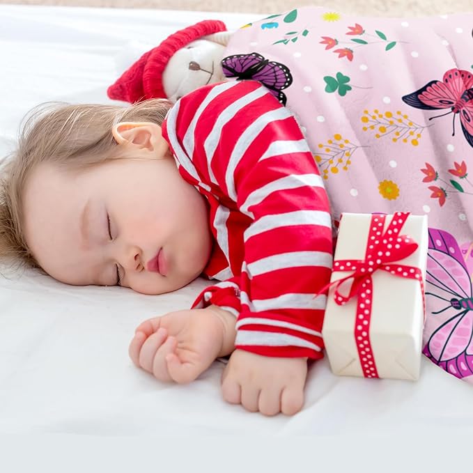 Butterfly Throw Blanket for Girls Women Toddler Watercolor Butterfly Blanket Soft Fuzzy Flannel Bed Blanket Plush Birthday Gifts for Women Girls Mom Kids Teens Adults,50”x60”