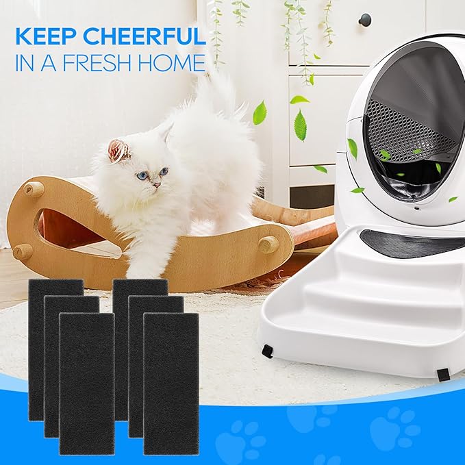 Carbon Filters for Litter-Robot 3, Activated Carbon Litter Box Filter for Litter-Robot 3 Self Cleaning Cat Litter Box Filters, Accessories Replacement, 6 Pack