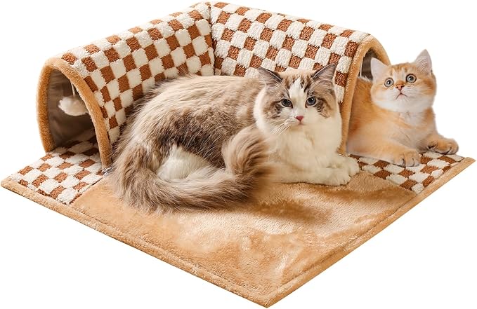 Marchul Cat Tunnel Bed for Indoor Cats, 2 in 1 Cat Bed and Tunnel Cat Toys, 70cm(27.6in) Cat Tunnel, with 3D Rebound Foam, Detachable & Washable Pet Bed and Play Tunnel, Non-Slip Bottom