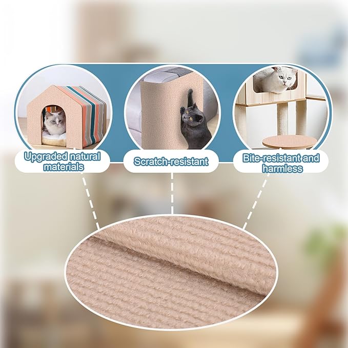 Mity rain 4PCS Cat Scratch Furniture Protector Mats 23.6“X11.8”Trimmable Self-Adhesive Cat Scratch Pads with 8PCS Furniture Nails Cat Couch Protector Mat for Pet Furniture DIY Beige