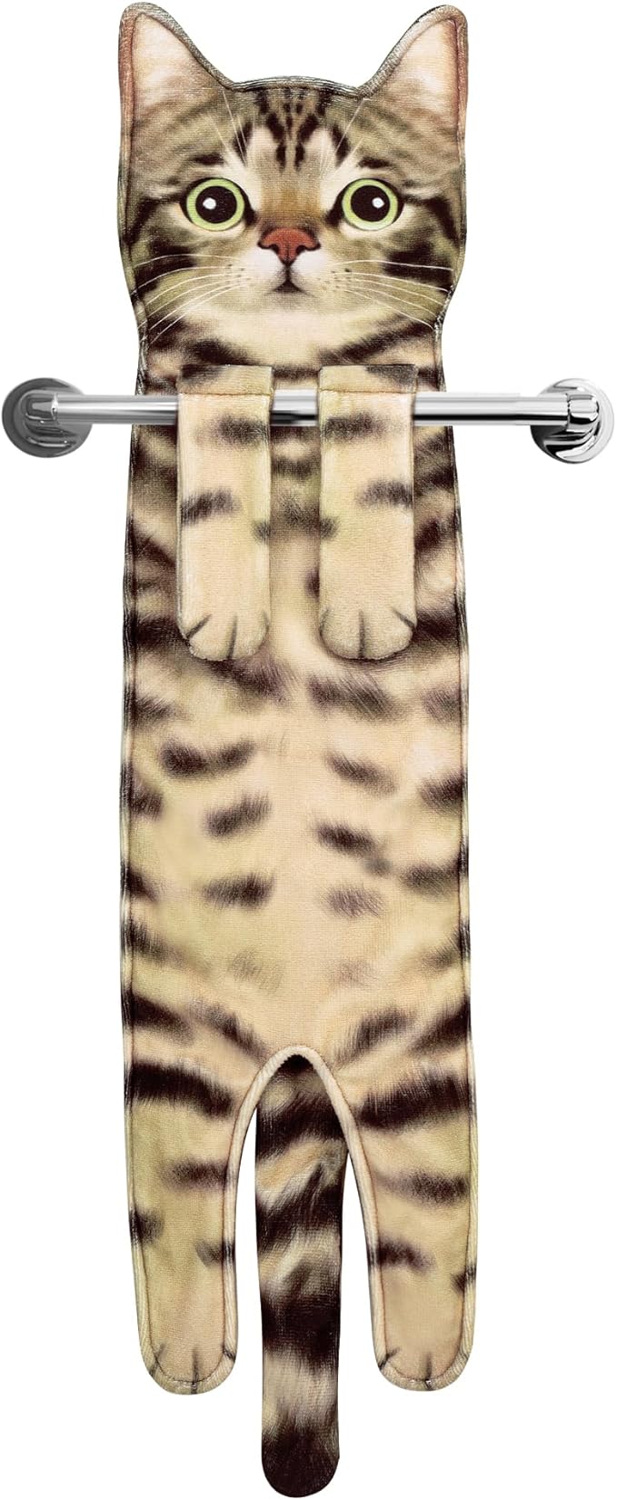 Cat Funny Hand Towels for Bathroom Kitchen- Cute Decorative Kitten Decor Hanging Face Towels- Unique Housewarming Valentines Mothers Birthday Gifts for Women Mom Cat Lovers