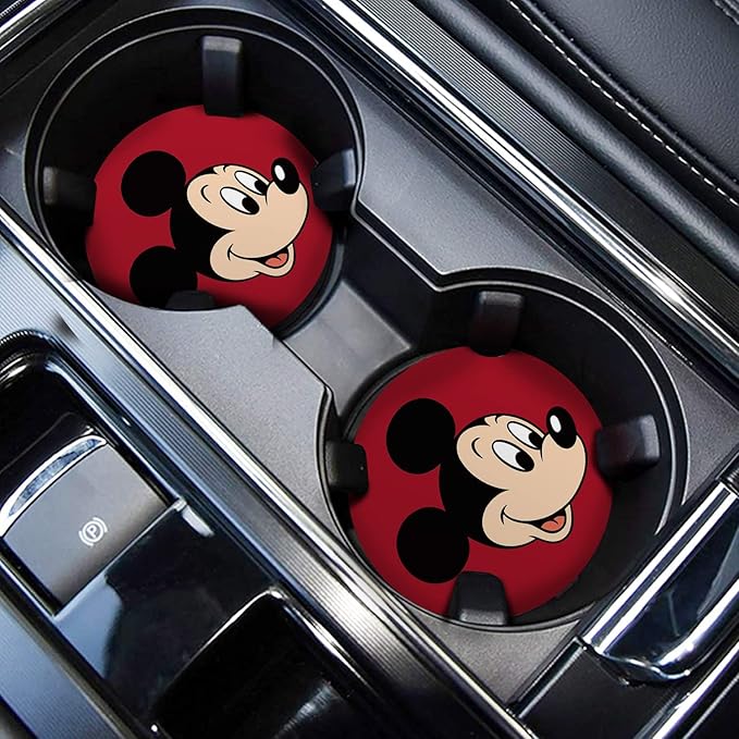Car Cup Holder Coasters, 2PCS 2.75" Cute Red Car Coasters Car Cup Holder Insert Coasters Car Decoration Gifts by FLYEEGO