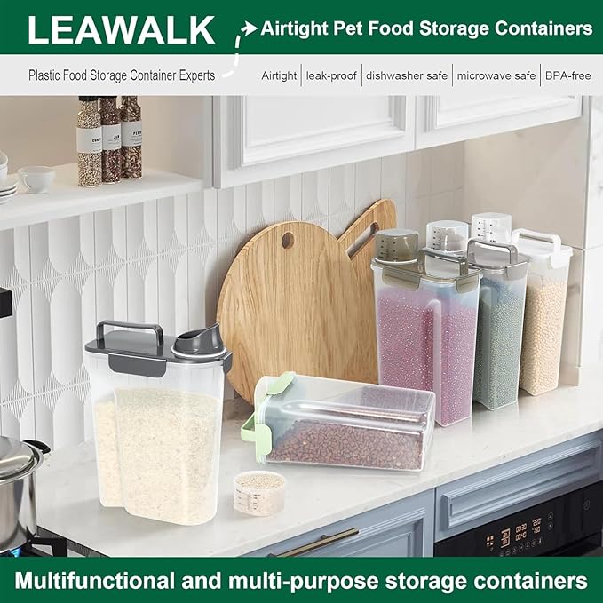 Airtight Cat Food Storage Container 5-7 lbs,Dog Food Storage Container with Large Spout,Buckle-Lock Pet Food Container for Dog, Cat, Bird Seed - Dog Treat Container Dry Food Storage Bin.