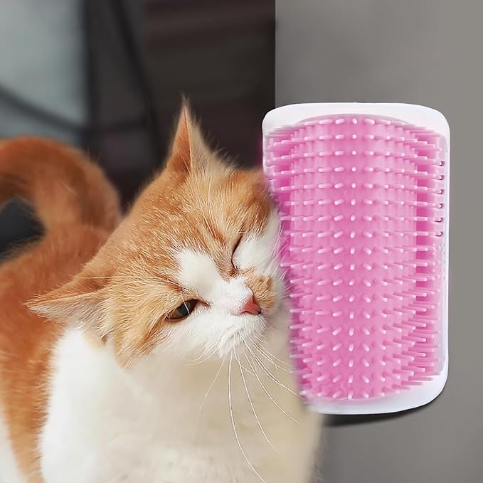 2Packs Cat Self Groomer, Cat Wall Corner Scratcher with Catnip, Soft Cat Brushes, Self Grooming Cats Brush Wall Corner Massager Combs for Long Short Fur Kitten Indoor Cats (Pink)