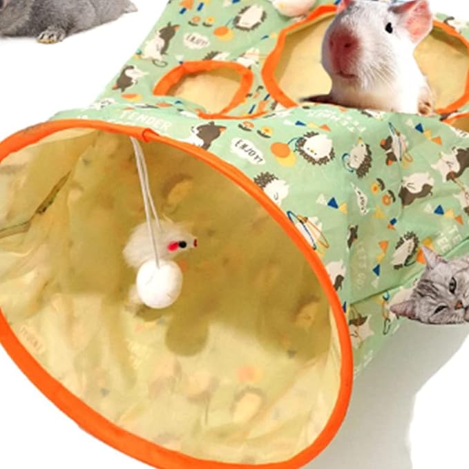 Cat Tunnel Toy,Cat Tunnel Bag for Indoor Cats,Foldable Interactive 5 Holes Crinkle Sounds Tunnel Cat Crinkle Bag for Small Medium Cat Play (Hedgehog 10x6.5x6.5cm)