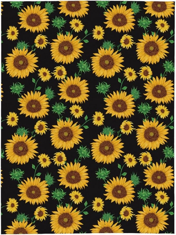 Sunflower Blanket Throw 60"X50", Cozy Lightweight Plush Sunflower Print Blanket, Gifts for Kids Women