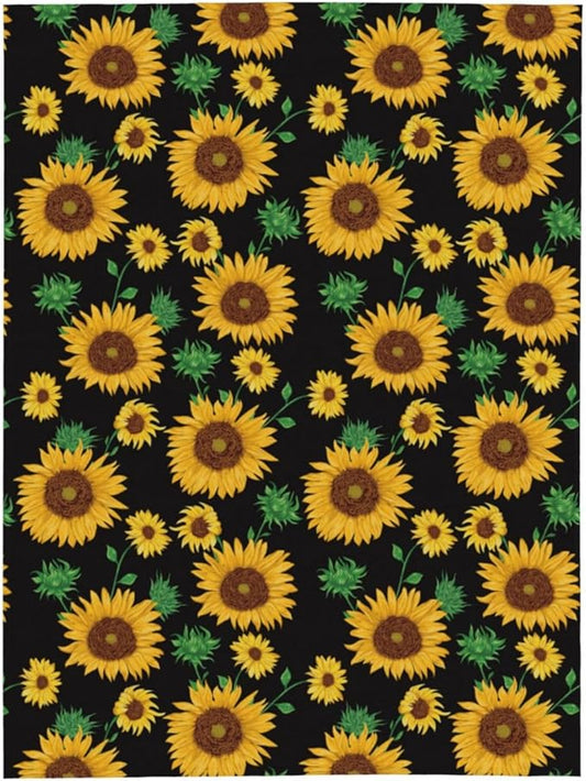 Sunflower Blanket Throw 60"X50", Cozy Lightweight Plush Sunflower Print Blanket, Gifts for Kids Women