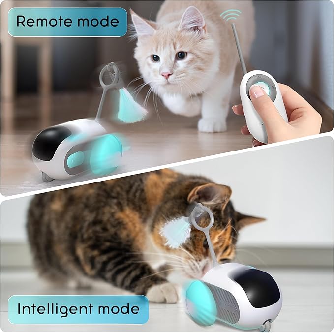 PawPetsLove -Robotic Interactive Cat Mouse Toys for Indoor Cats Exercise Toys for All Breeds Easily Glides on Rugs and Over Cords (Rechargeable)