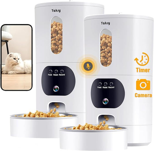 Automatic Cat Feeder Camera: Easy Setup Timed Smart Dog Feeder WiFi - 2-Way Audio 5G Pet Food Dispenser APP Control for Multi-Cat 2 Pack