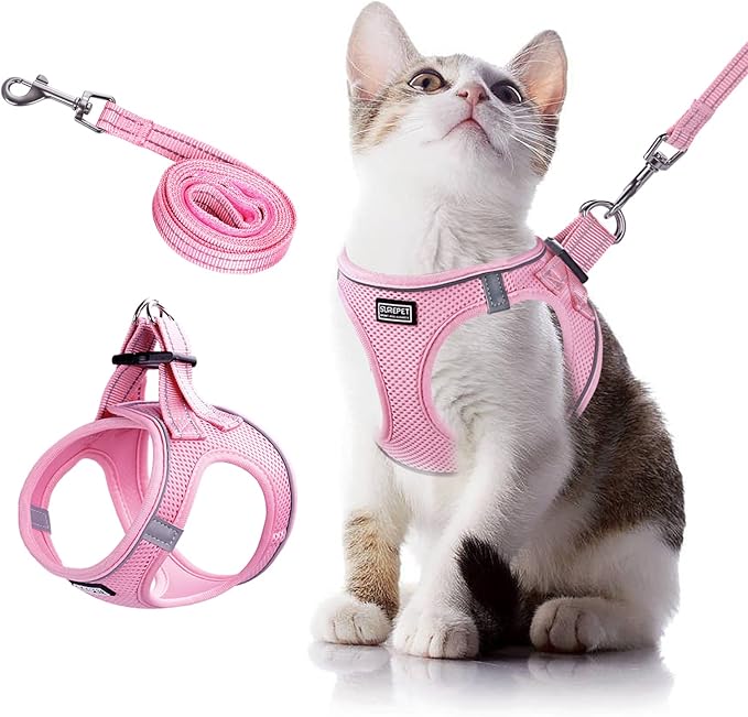 Cat Harness and Leash Escape Proof,Soft Adjustable Kitten Vest Harness for Walking Reflective Easy Control Pet Harness for Cat Small Dog Puppy