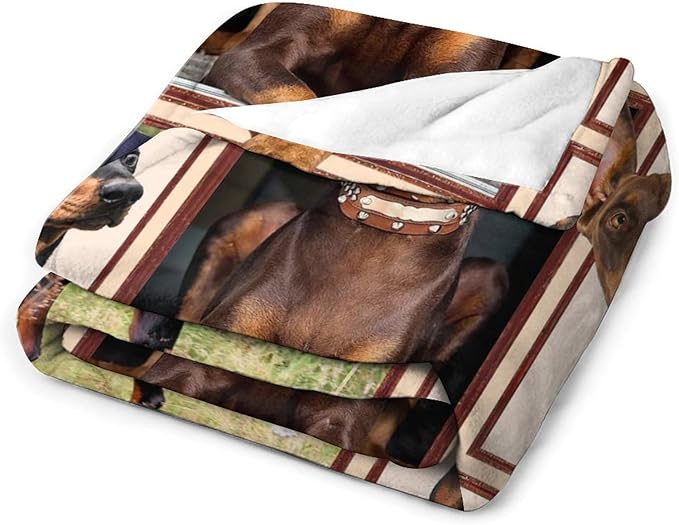 Doberman Blanket Dog Doberman Gifts for Girls Boys Woman Kids Doberman Lover Throw Blankets Soft Blanket Warm Fleece Flannel Plush Blankets for Bed Sofa Couch 50"x60"