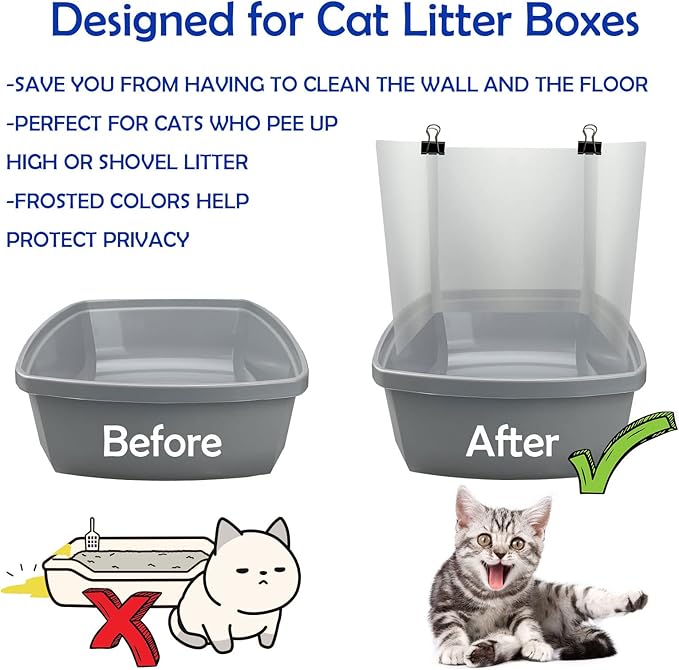 3 Pcs Cat Litter Box Pee Shields, Easy Clean Anti-Splashing Flexible Litter Pan Pee Shields for Open Top Litter Pan - Litter Box Not Included