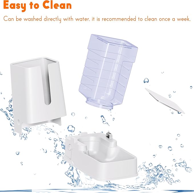 2 Packs Automatic Cat Feeder and Waterer, Gravity Dog Food and Water Dispenser Set for Small Medium Big Pets Cats Dogs Puppy Kitten, 1 Gallon x 2