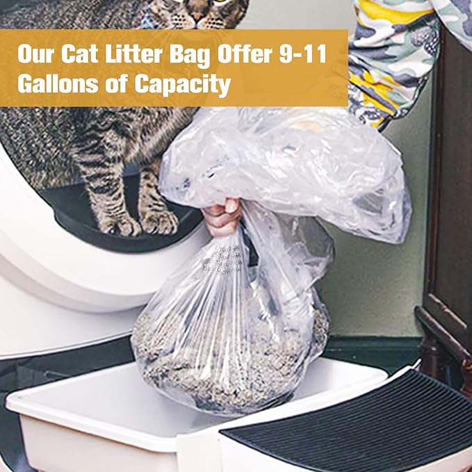 100 Pack Cat Robot Litter Bags for Litter R-obot 4 Waste Bags, Cat Litter Bags for Litter Box Robot 3 Waste Bags Liners Durable Litter Box Liner Replacement, 9-11 Gallons