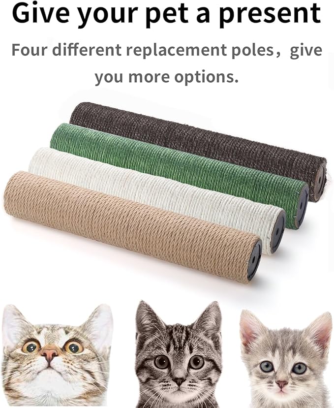 BNOSDM 4 Pcs M8 15”x2.75” Cat Tree Scratching Post Replacement Parts for Indoor Cats Tower Rope Scratch Poles Refill Jute Pole Part for Refurbishment Hemp Gray