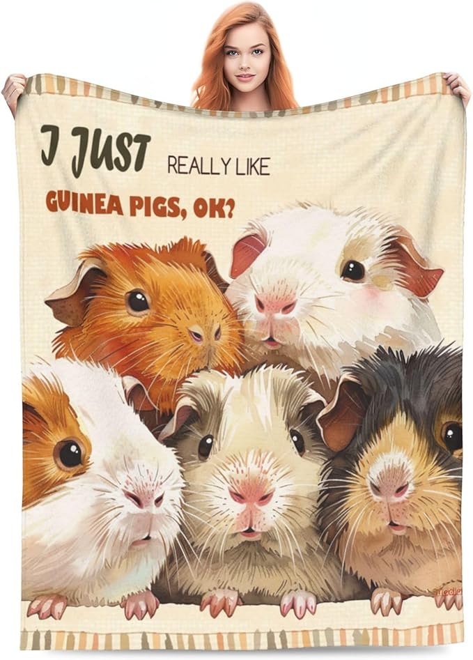 Guinea Pig Decor Throw Blanket - Super Warm Soft Plush Lightweight Fleece Flannel Cute Animals Blanket Gifts for Guinea Lovers Girls Boys Women Men for Winter Couch Bedding 60"X80"