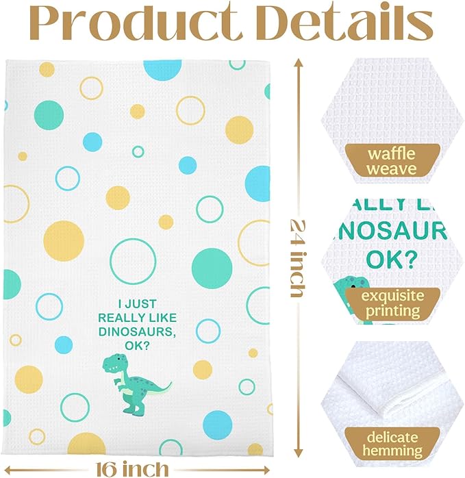 Dinosaur Hand Towels for Kids Bathroom, Dinosaur Decor Kids Towel for Bathroom, 16x24 Inch