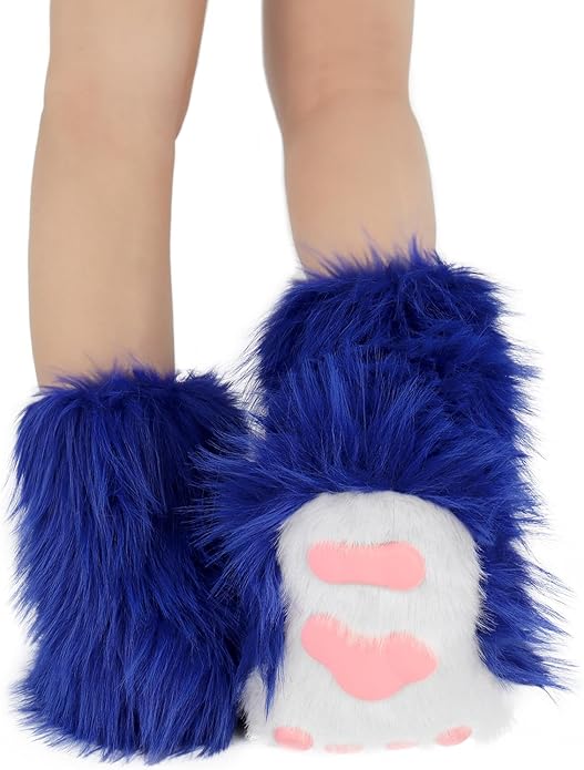 Animal Fuzzy Slippers Bear Cat Wolf Dog Fox Fursuit Feet Paw Claw Shoes Furry Boots Costume Accessories for Adult Kids