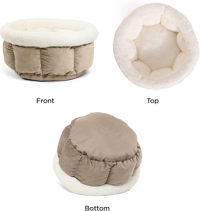 Best Friends by Sheri Cuddle Cup Ilan Cozy Microfiber Cat and Dog Bed in Standard Wheat