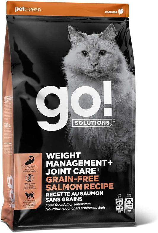 Go! Solutions Weight Management + Joint Care, Grain-Free Dry Cat Food, Salmon Recipe, 12 lb Bag