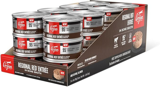 ORIJEN Adult Regional RED Entree in Bone Broth Wet Cat Food, Fresh and Raw Animal Ingredients, 3 oz (Case of 24)